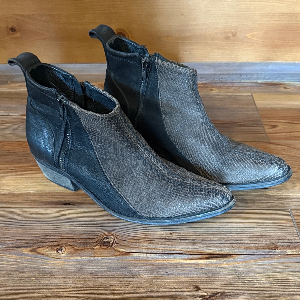 Free People Black and Gray Ankle Booties